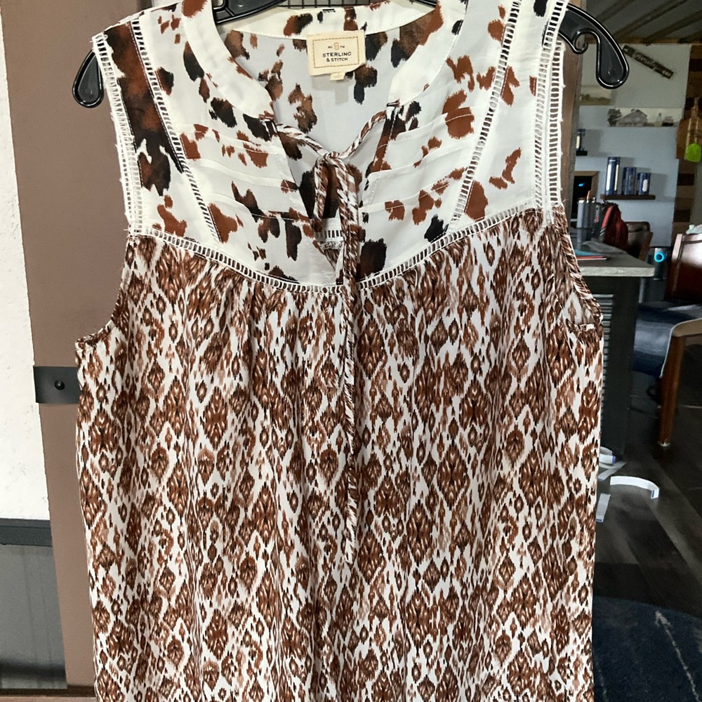 Sterling by Thread & Supply Brown Printed Sleeveless Tank